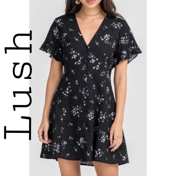 ✨ HP✨Lush Grey Floral Keyhole Dress✨ - Picture 4 of 4